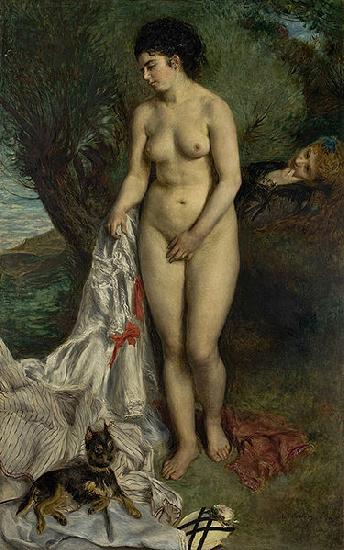 Pierre-Auguste Renoir Bather with a Griffon Dog  Lise on the Bank of the Seine China oil painting art
